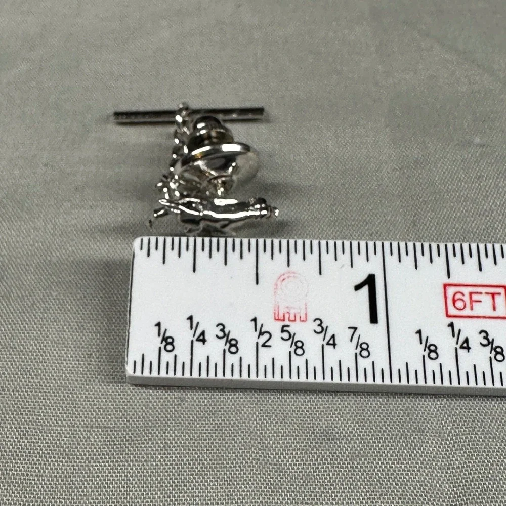 Dog Tie Tack with Chain Silver Tone Men's Lapel‎ & Tie Pin Accessory